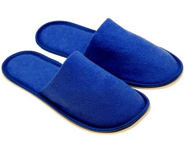 Тапочки махровые синии, закрыт. мыс, подошва ЭВА 4,5 мм. мод. М-107