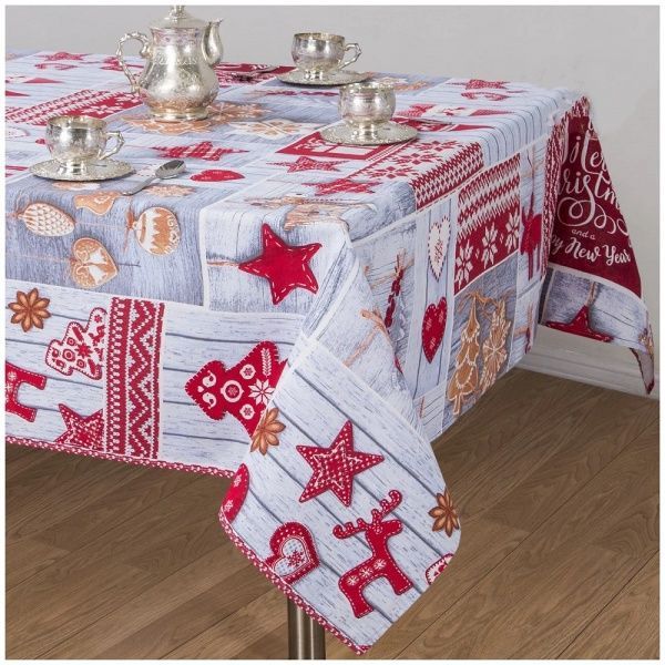 Скатерть 150х200 сувенирка, рогожка набивная ,100% хлопок,пл 170 г/м2,Домовита